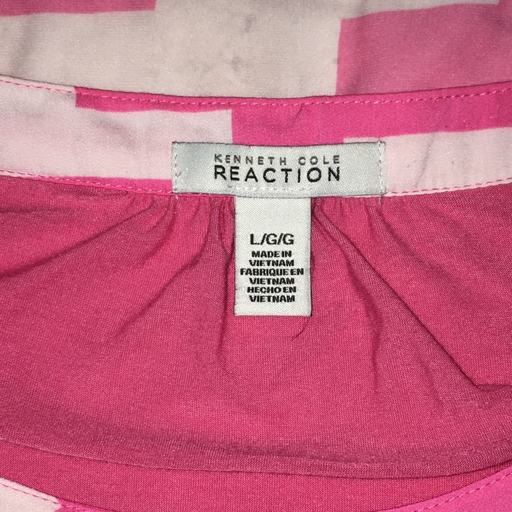 Kenneth Cole Reaction Pink Geometric Sleeveless Top Blouse - Women’s Large - Picture 9 of 10